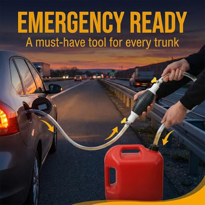 Multifunctional Car Liquid Siphon Pump, High Flow Manual Fuel Siphon Transfer Hand Pumps with 9.84FT Hose Clamp, Portable Auto Oil Petrol Diesel Transfer Tool, Universal for Vehicles - size: 9.84FT