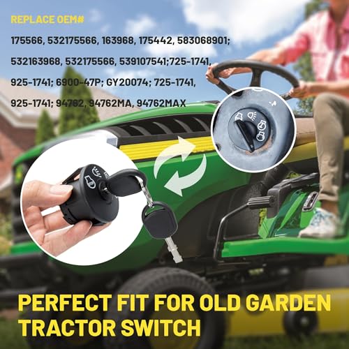 Oyviny Lawn Mowers Ignition Switch Replaces 532175566 925-1741 175566 175442 GY20074 94762 163968 Ignition Switch with Keys 7 Terminals for Husqvarna John Deere Cub Cadet Craftsman Mower