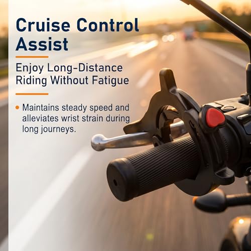 Motorcycle Cruise Control Assist, Throttle Lock Clamp with Quick Release Button, Anti-slip Handlebar Booster for Outdoor Long Rides, Modification Accessory for Motorcycles E-bikes (Black)