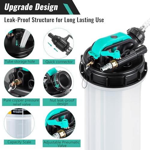 Estune 7.5L/2 Gallon Fluid Extractor Pump with 5 Pcs Brake Bleeding Hose - size: 2 Gallon/7.5 L