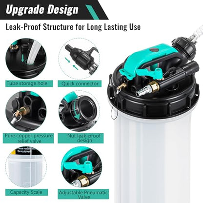 Estune 7.5L/2 Gallon Fluid Extractor Pump with 5 Pcs Brake Bleeding Hose - size: 2 Gallon/7.5 L