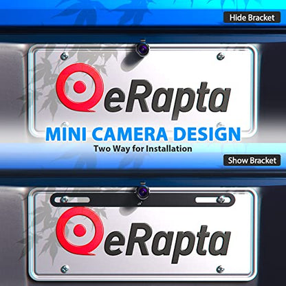eRapta HD Backup Camera Rear View License Plate Reverse Camera Universal for Pickup Truck Car SUV 149° Perfect Angle Night Vision IP69K Level Waterproof A1XT02 - color: Charcoal Black‌