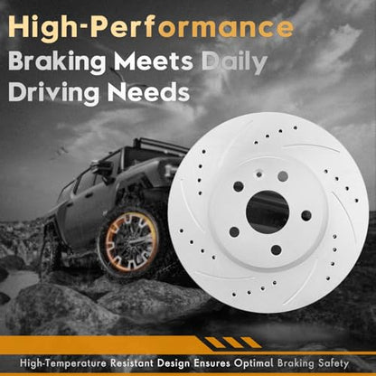Betthand Brakes and Rotors Fit for 2010-2017 Chevy Equinox, GMC Terrain - size: 580746*2+580763*2+D1421-8536+D1275-8391