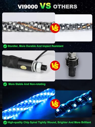 2 Pack 1FT Whip Lights with Spring Base, LED Whip Light with App & Remote Control, Spiral RGB Chasing Lighted Whips with Rocker Switch, Music Whip Light for UTV ATV - size: 1FT
