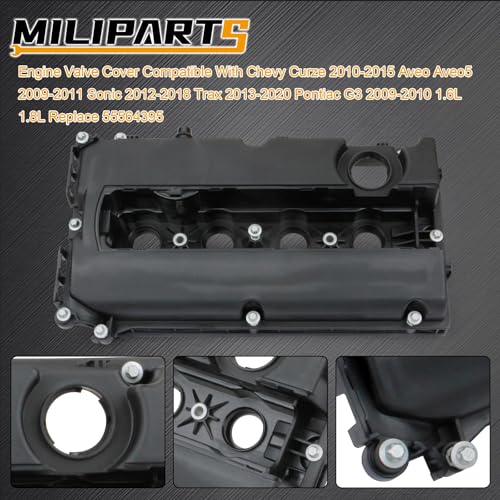 Engine Valve Cover Compatible with Chevy Cruze 2010-2016 Aveo Aveo5 2009-2011 Sonic 2012-2018 Trax 2013-2020 Pontiac G3 2009-2010 1.6L 1.8L Replace 55564395