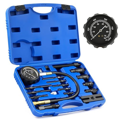 OMT 18pc Diesel Engine Compression Tester Kit, Adjustable Pressure Gauge
