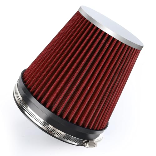 6" 152mm Cold Air Intake Filter Clamp-On Cone Filter Red - color: Red, size: 7 inches Tall