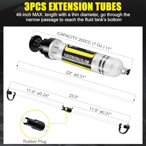 JIFETOR 200CC Automotive Fluid Extractor Fill Hand Pump Oil Change Syringe