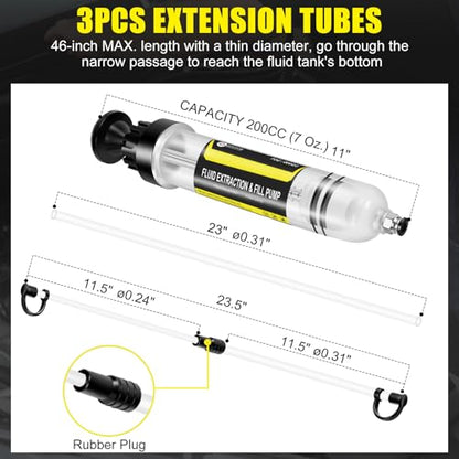 JIFETOR 200CC Automotive Fluid Extractor Fill Hand Pump Oil Change Syringe