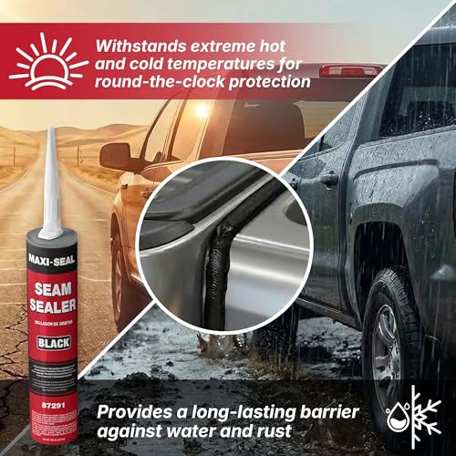LAUCO Maxi -Seal Polyurethane Seam Sealer Automotive - Black, 10.5oz Tube Durable & Flexible Body Filler - Seam & Joint Compound for Bare/Painted Surfaces - Brushable to Duplicate O.E.M (1 Pack) 87291 - style: 1 Pack