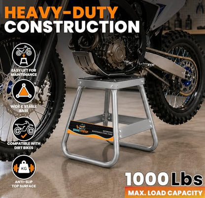 GRAND PITSTOP Motorcycle & Powersports Maintainence Stand for Dirt Bike, Silver - color: Silver