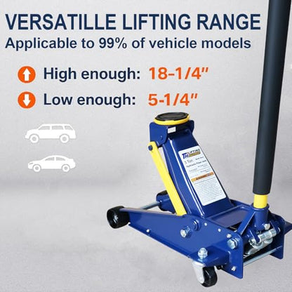 Floor Jack,Heavy Duty 3 Ton Floor Jack,Low Profile Hydraulic Jack, Steel Service Jack Quick Rise with Double Pump Quick Lift - style: 3 Ton Floor Jack