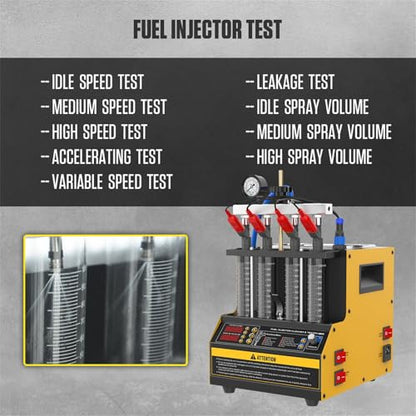 CT160 Fuel Injector Cleaner Tester, 4-Cylinder Ultrasonic Machine, 110V - color: Yellow