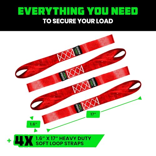 Rhino USA Soft Loop Tie Down Straps (4-Pack) - Motorcycle Handlebar Straps - color: Red 4-Pack