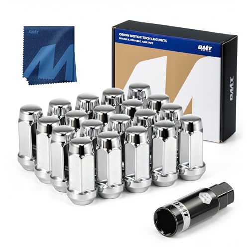 OMT 1/2"-20 Lug Nuts with Cone Seat, 20pcs Lug Nuts Set with 1 Socket Key - color: Silver, size: 1/2"-20, style: 20Pcs 1.89"Long