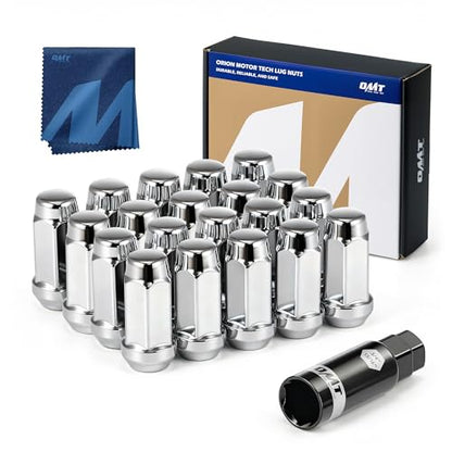 OMT 1/2"-20 Lug Nuts with Cone Seat, 20pcs Lug Nuts Set with 1 Socket Key - color: Silver, size: 1/2"-20, style: 20Pcs 1.89"Long