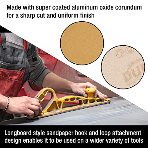 Dura-Gold 180 Grit Gold Longboard Sandpaper, Continuous Roll, Hook & Loop - size: 180-Grit
