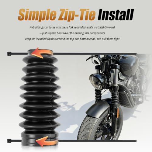 2PCS 39mm Extended Motorcycle Front Fork Guards Covers with 4 Cable Ties