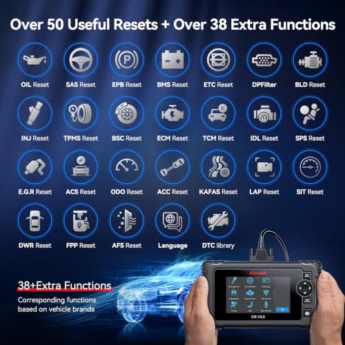 iCarsoft CR V3.0 (2026) Scan Tool Bidirectional OBD2 Scanner Diagnostic Tool for All Cars, 45 Reset,All System Diagnose, 4000+ Active Test, Battery Test-Customizable Diagnosis for 10 Car Brands - style: For All Cars