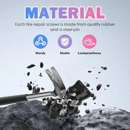 60PCS Tire Repair Kit,4 Sizes Screw in Tire Plugs for Tubeless Repairs with Tools,Quick Self-Service Tires Screw Plugs as Tires Repair Rubber Nail Kit for Motorcycle,Truck