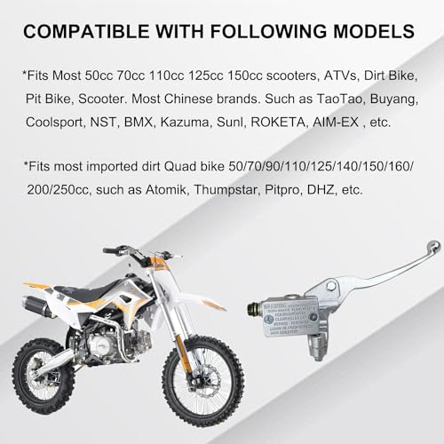 7/8" Right Front Hydraulic Brake Master Cylinder Compatible with ATV 50cc 70cc 90cc 110cc 125cc 150cc 200cc 250cc Taotao Pit Dirt Bike Quad Scooter Chrome - color: Chrome