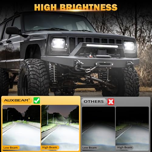 Auxbeam 8000LM 5x7 7x6 LED Headlights For Jeep XJ Cherokee Wrangler, Black - color: Black