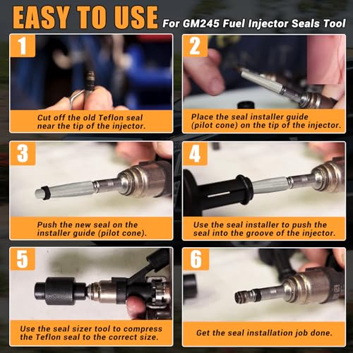 6706 Fuel Injector Rail Assembly Remover EN-49248 & GM245 Fuel Injector Seals Tools Fit for 2007-2014 GM Chevy Silverado Cadillac Direct Injection Engines 2.0L 3.6L 5.3L 6.2L
