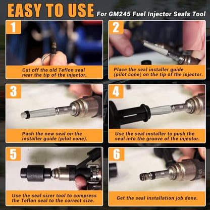 6706 Fuel Injector Rail Assembly Remover EN-49248 & GM245 Fuel Injector Seals Tools Fit for 2007-2014 GM Chevy Silverado Cadillac Direct Injection Engines 2.0L 3.6L 5.3L 6.2L