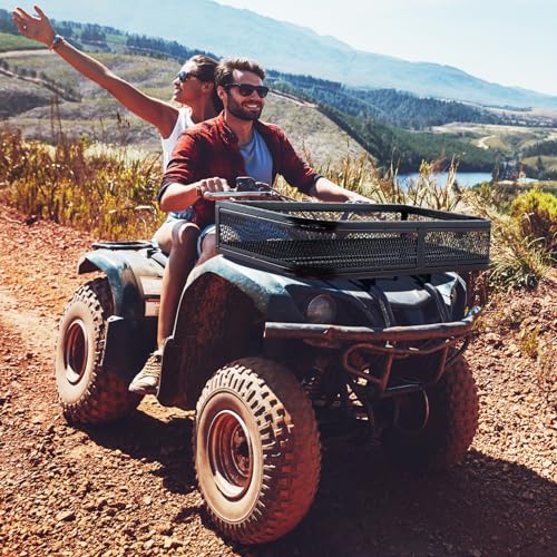 ATV Front Cargo Basket, Universal Cargo Storage Rack with Mesh Design & Steel Construction, ATV Rack Storage Basket Heavy-Duty Detachable Luggage Carrier - size: Front Cargo Carrier