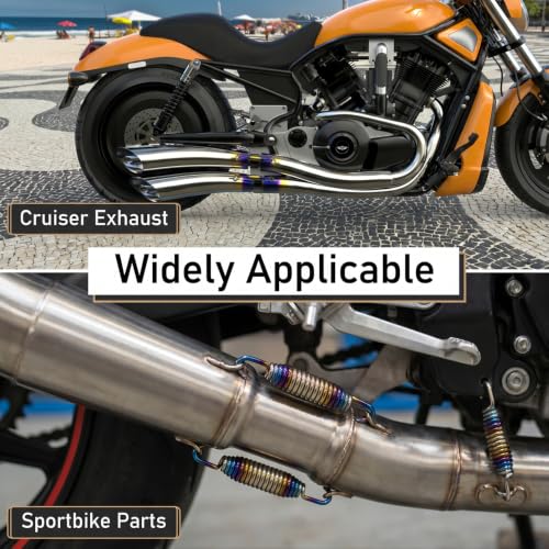 WANLIAN 9 Pcs Motorcycle Exhaust Spring Puller Tool, 58MM/2.28" Exhaust Springs with Swivel Hooks, T-Handle, U-Welded Fastener, Steel Exhaust Pipe Spring Replacement Kit Installer Tools (Colorful) - color: Colorful 9 Pack