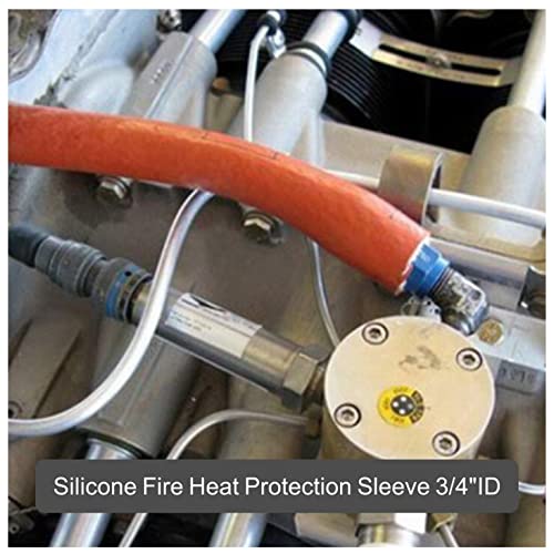 Fuel Line Heat Shield Insulation Heat Shielded Fire Sleeve Silicone Coated Fiberglass Heat Protection for Automotive Hose Lines & Electrical Wiring-（Red 3/4" ID x5FT） - color: Red, size: 3/4" ID x 5FT