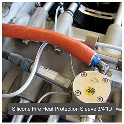 Fuel Line Heat Shield Insulation Heat Shielded Fire Sleeve Silicone Coated Fiberglass Heat Protection for Automotive Hose Lines & Electrical Wiring-（Red 3/4" ID x5FT） - color: Red, size: 3/4" ID x 5FT
