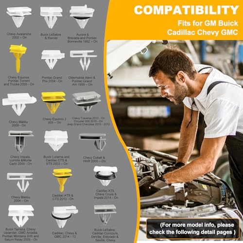 Siptenk 180PCS Body Side & Exterior Rocker Panel Moulding Clips for GM GMC