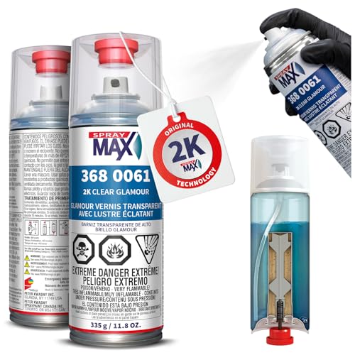 SprayMax 2K Glamour High Gloss Clear Coat | 2K Automotive Clear Coat Spray Paint | High Gloss Finishing Spray | UV-Resistant, Scratch & Gasoline Resistant | Professional Grade 11.8 oz - size: 11.8 Ounce (Pack of 1)