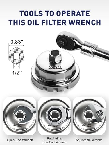 SMART JERRY 64mm 14 Flutes Oil Filter Wrench Compatible with Toyota, Lexus