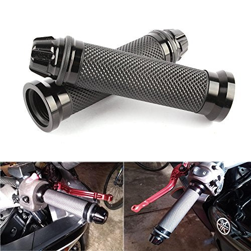 Universal 7/8" 22mm Motorcycle Handlebar Grips - Gel Rubber Compatible with Chopper, Cruiser, Street, Dirt Bike - color: Black