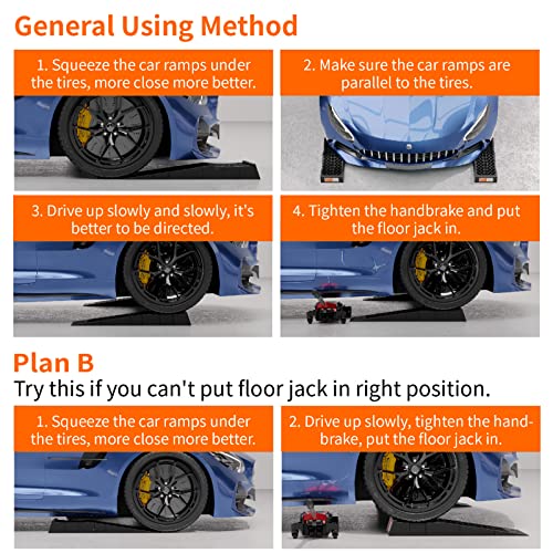 OULEME Low Profile Car Service Ramp, for Oil Changes & Maintenance, 4 Pack - size: L27.5" (4 PACK)