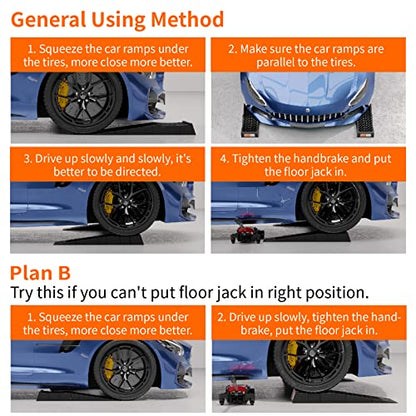OULEME Low Profile Car Service Ramp, for Oil Changes & Maintenance, 2 Pack - size: L27.5" (2 PACK)