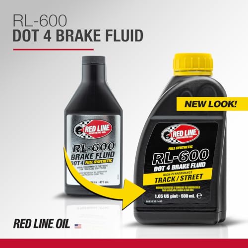 Red Line (90404) RL-600 High Performance Track/Street DOT 4 Brake Fluid - 500 Milliliter (2 Pack) - color: RL-600 Track and Street, size: 2 PACK