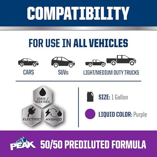 PEAK OET Extended Life Purple 50/50 Prediluted Antifreeze and Coolant for North American Vehicles, Long-Lasting Premium Engine Coolant/Antifreeze with Organic Acid Techology (Oat), 1 Gal. - style: 50/50
