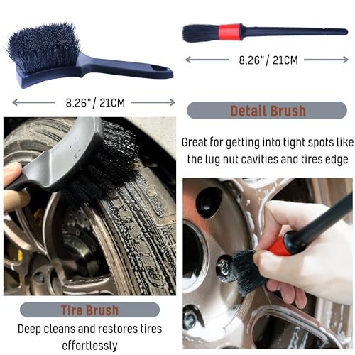 oesee Refined Long Handle Car Wheel Brush Arsenal, Soft Wheel and Rim Brush,Tire Brush, Bendable & Durable Car Wheel Rim Cleaner Brush Kit for Cleaning Wheels and Tires - color: Grey/Black, size: 4-Pack