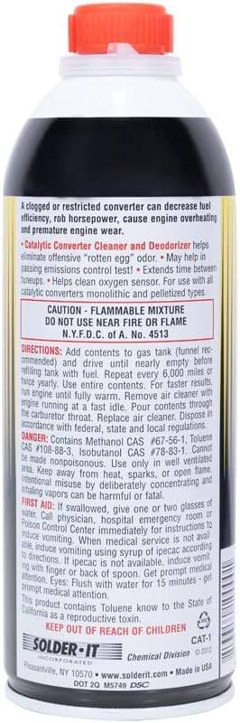 Solder-It Catalytic Converter Cleaner Deodorizer Fuel Additive 16 Oz Can - (Pack of 12) - size: 16 Ounce (Pack of 12)