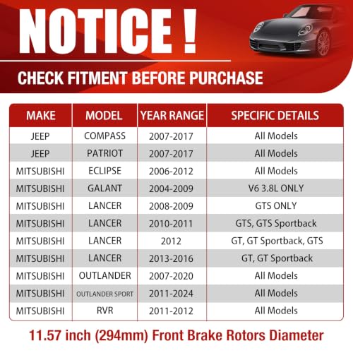 HUSCH Brake Kit Ceramic Brake Pads and Brake Rotors Fit for Chrysler Cirrus - size: 31346+D866