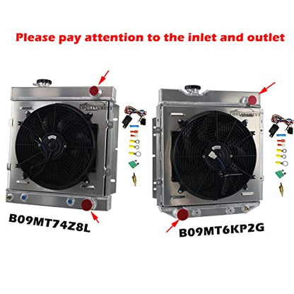 4 Row Aluminum Radiator for 1960-1966 Ford Mustang Falcon Ranchero MercuryComet L6 V8 Radiators with Electric Fan Shroud Thermostat Kit