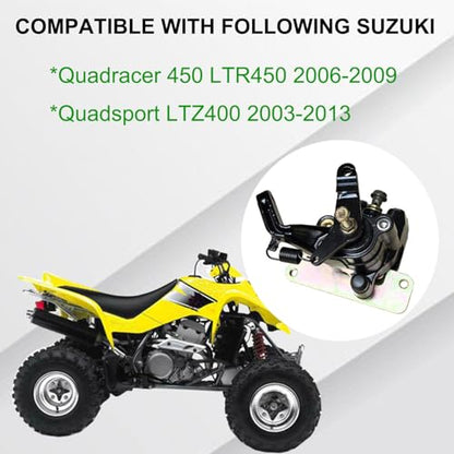 Rear Brake Caliper with Parking Brake & Pads Assembly Compatible with Suzuki ATV Quadracer 450 LTR450 2006-2009 Quadsport LTZ400 2003-2013 OEM # 69100-33H00-999 69100-45G00-999