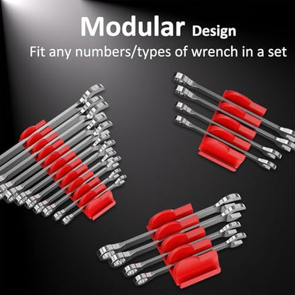 DEHOYI 48 PCS MAGNETIC Modular Wrench Organizer for Tool box, Metric & SAE - style: Magnetic (48 pcs Red)