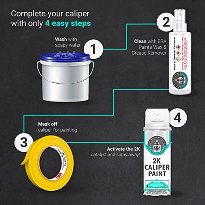 ERA Paints 2K Brake Caliper Spray Paint – Teal | High-Gloss Finish, 500°F Heat & Chemical Resistant | Chip-Resistant 12 oz Aerosol | Made in USA - style: Teal 2K Spray Paint Only
