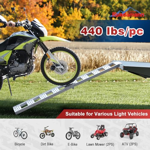 Ruedamann 1PC 6FT Folding Aluminum Motorcycle Ramp, 440 lbs Capacity - size: 1PC