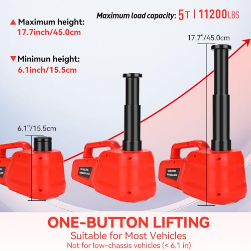 ROGTZ Electric Car Jack Kit 5T Portable Lightweight Auto Hydraulic Car Lift - color: Red