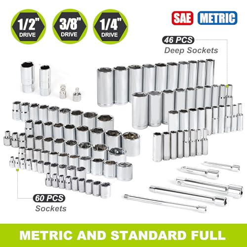 FASTPRO 249-Piece Mechanics Tool Set, 1/2", 3/8", 1/4" Socket Set